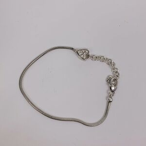 Brighton silver snake bracelet with sparkle heart charm Adjustable